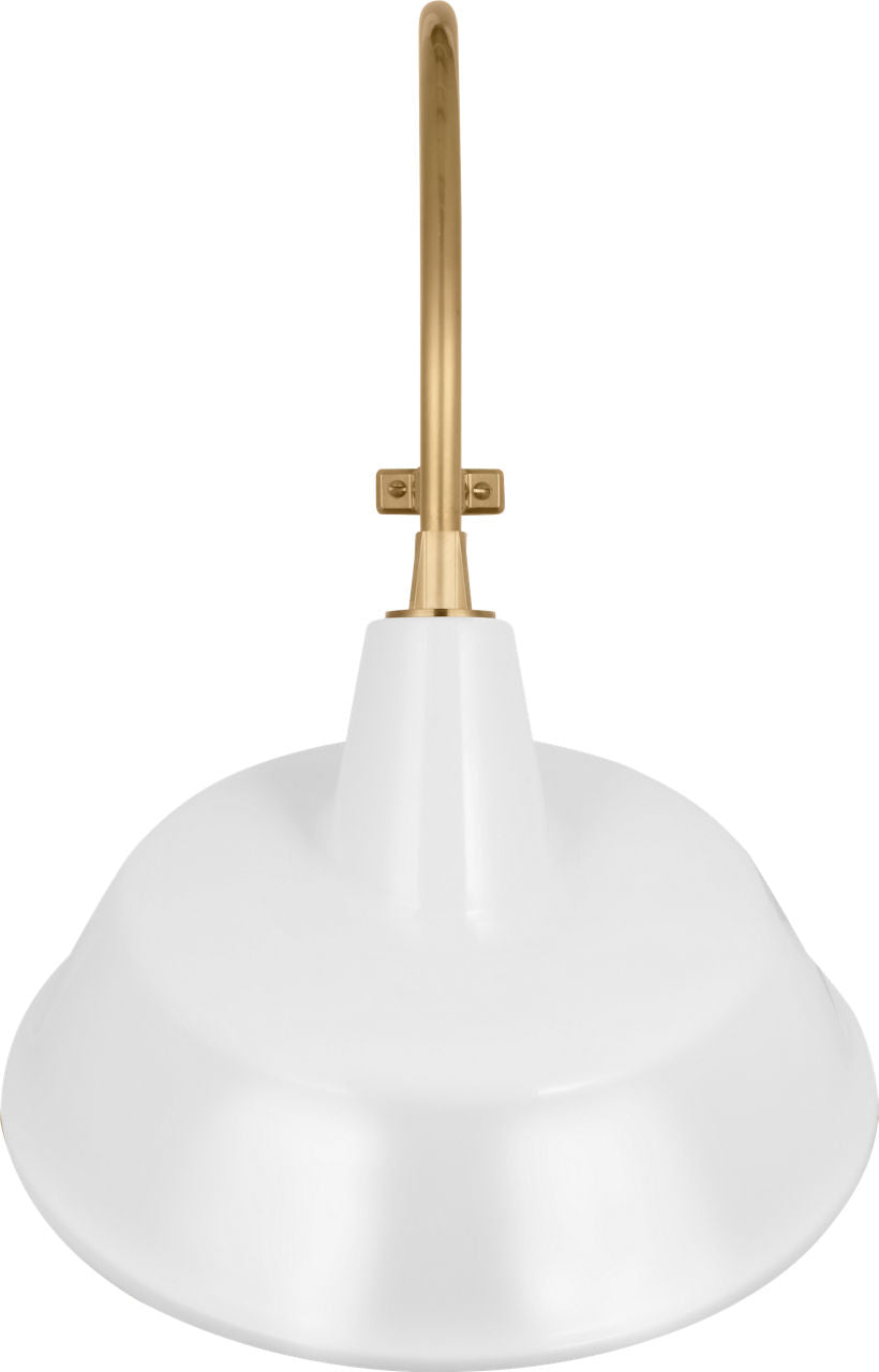 Academy 15" Larrabee Barn Light | Hand-Rubbed Antique Brass | 16 | 16" White Tilted Bowers Shade