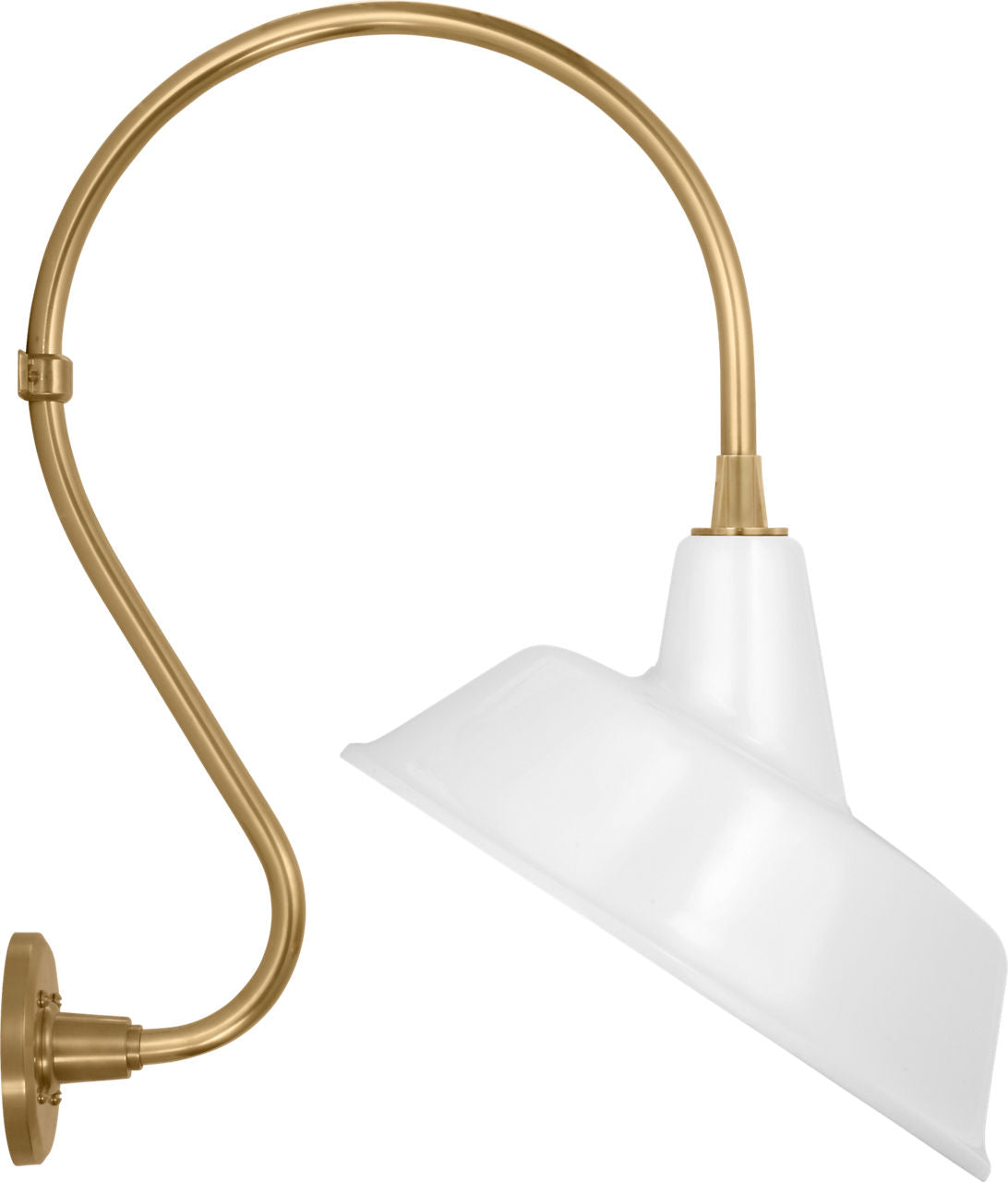 Academy 15" Larrabee Barn Light | Hand-Rubbed Antique Brass | 16 | 16" White Tilted Bowers Shade