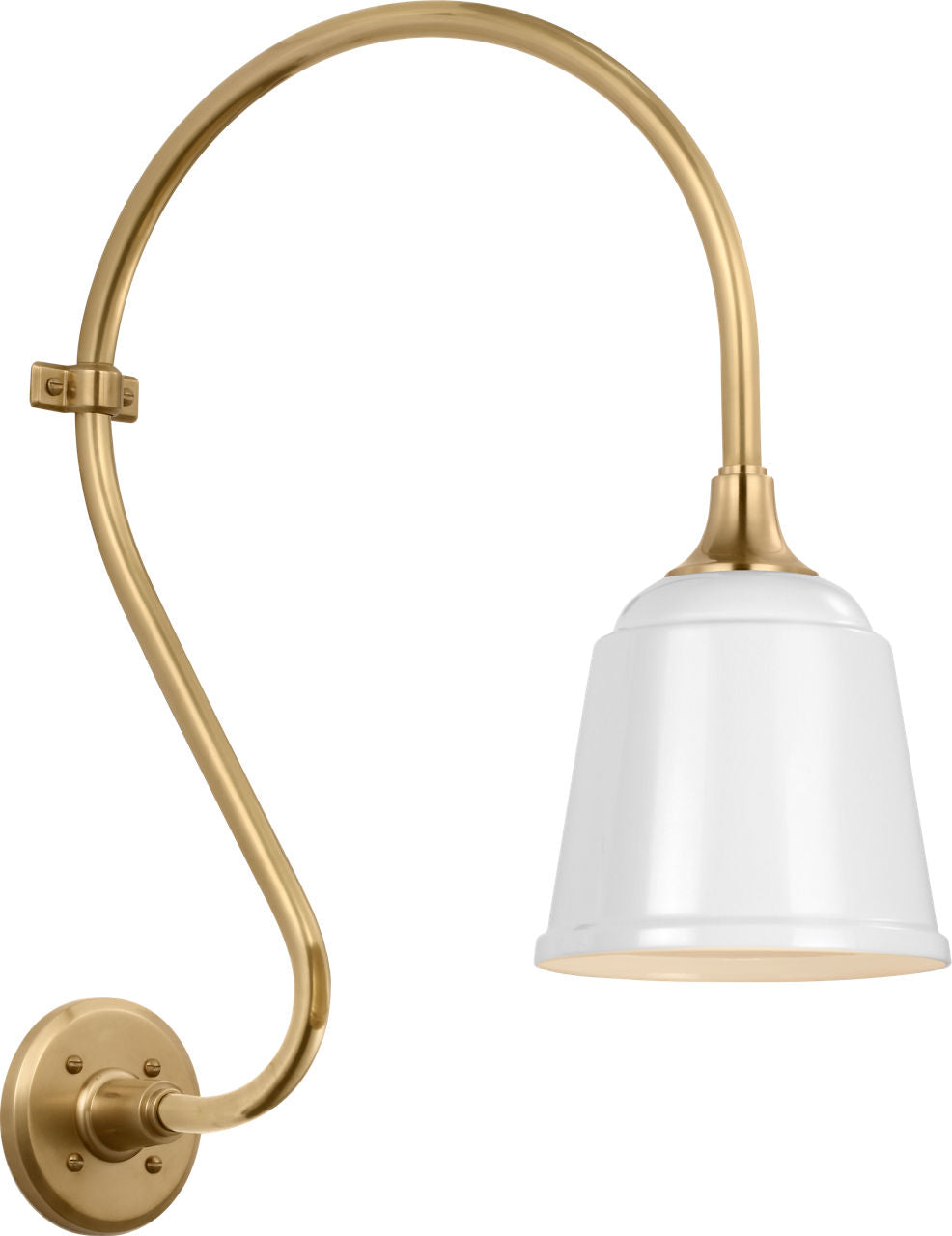Academy 15" Larrabee Barn Light | Hand-Rubbed Antique Brass | 8 | 8" White Rockhouse Shade