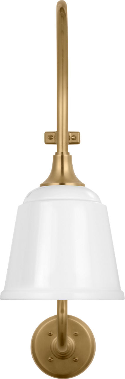 Academy 15" Larrabee Barn Light | Hand-Rubbed Antique Brass | 8 | 8" White Rockhouse Shade