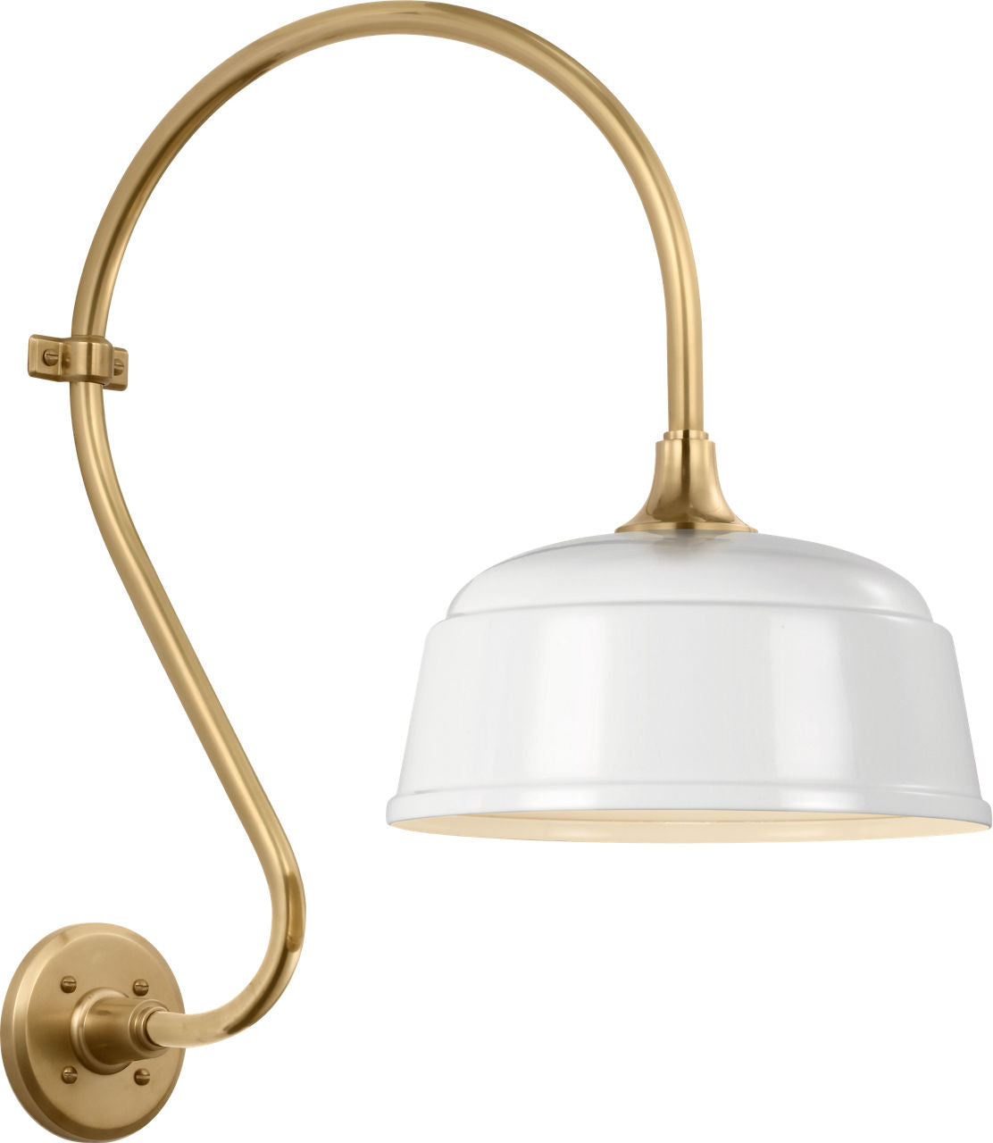 Academy 15" Larrabee Barn Light | Hand-Rubbed Antique Brass | 12.5 | 12.5" White Rockhouse Shade