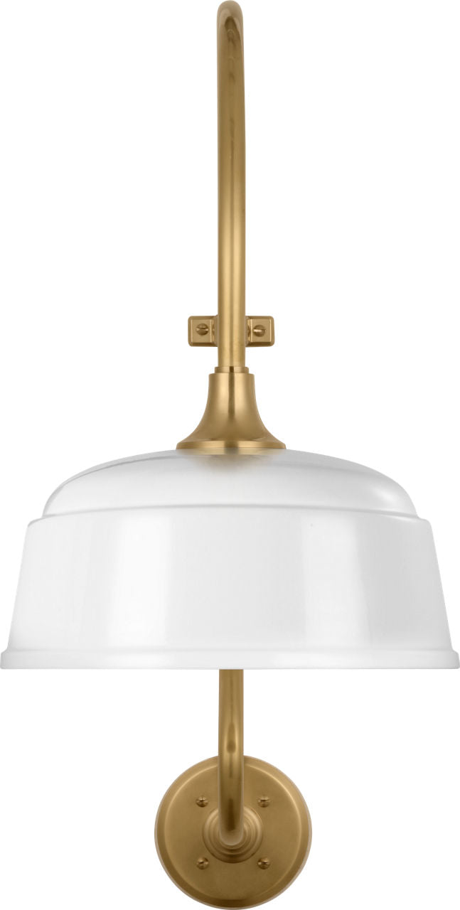 Academy 15" Larrabee Barn Light | Hand-Rubbed Antique Brass | 12.5 | 12.5" White Rockhouse Shade