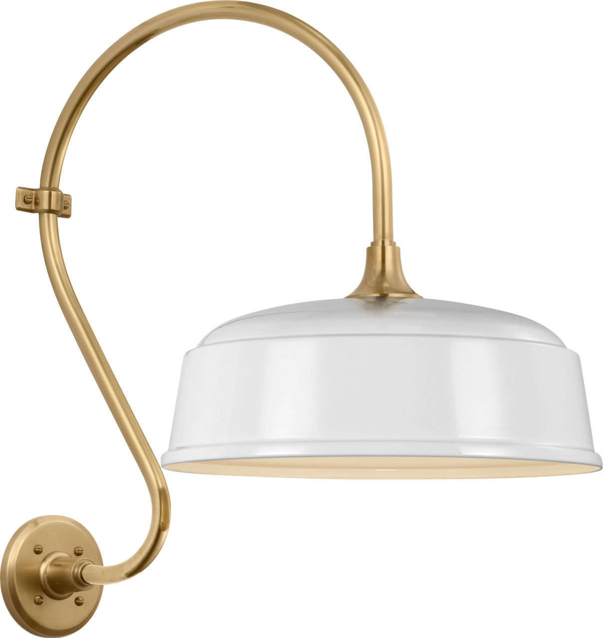 Academy 15" Larrabee Barn Light | Hand-Rubbed Antique Brass | 16 | 16" White Rockhouse Shade