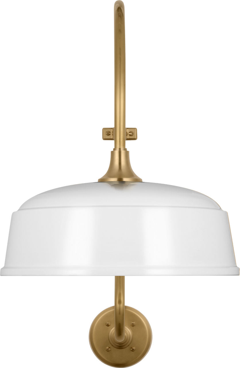 Academy 15" Larrabee Barn Light | Hand-Rubbed Antique Brass | 16 | 16" White Rockhouse Shade
