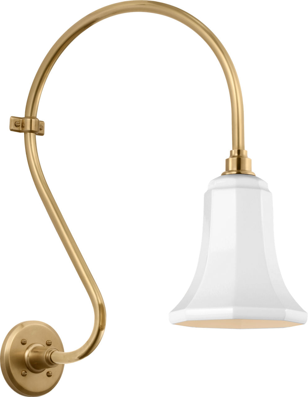 Academy 15" Larrabee Barn Light | Hand-Rubbed Antique Brass | 7.5 | 7.5" White Savannah Shade