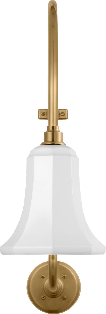 Academy 15" Larrabee Barn Light | Hand-Rubbed Antique Brass | 7.5 | 7.5" White Savannah Shade