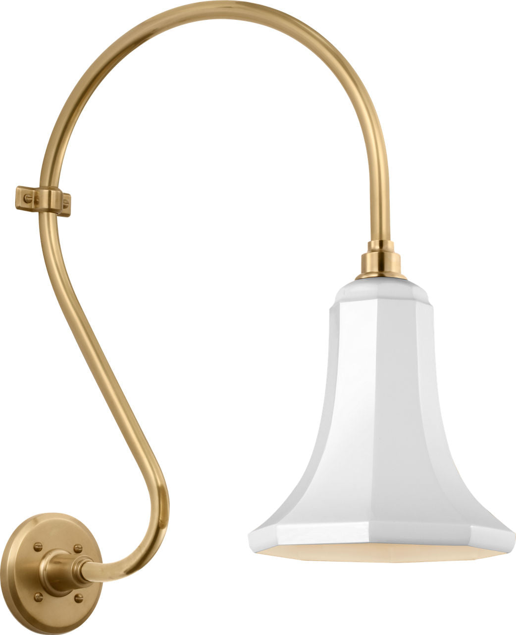 Academy 15" Larrabee Barn Light | Hand-Rubbed Antique Brass | 9.25 | 9.25" White Savannah Shade