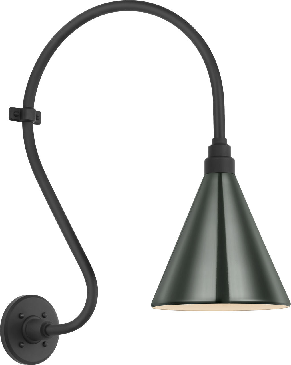 Academy 15" Larrabee Barn Light | Matte Black | 9 | 9" Green Conical Savannah Shade