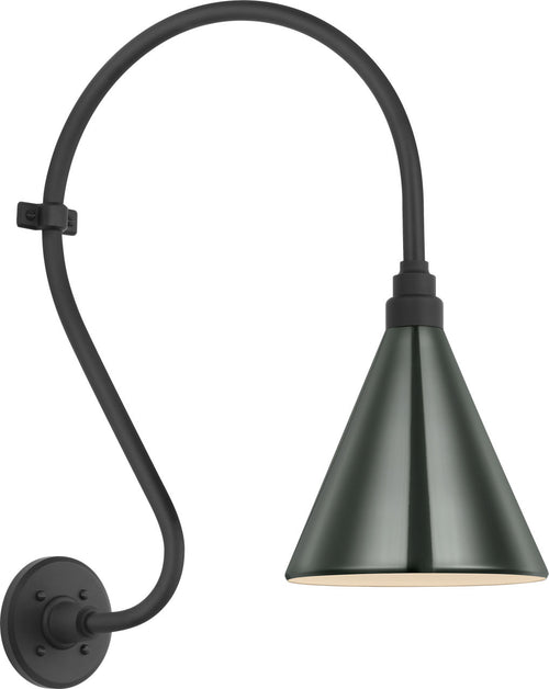 Academy 15" Larrabee Barn Light | Matte Black | 9 | 9" Green Conical Savannah Shade