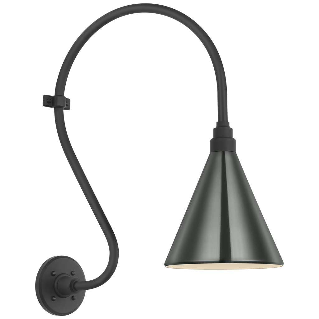 Academy 15" Larrabee Barn Light | Matte Black | 9 | 9" Green Conical Savannah Shade