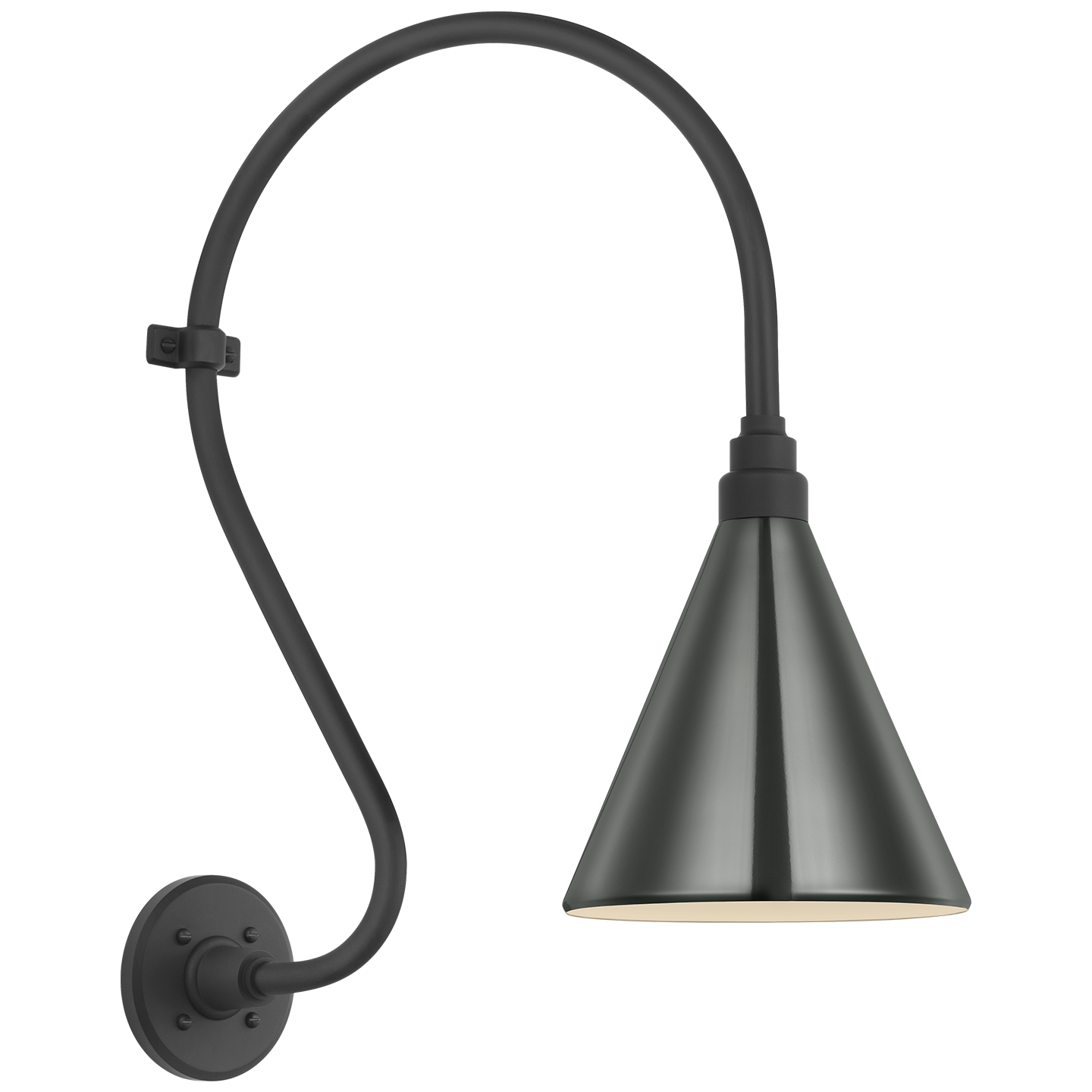 Academy 15" Larrabee Barn Light | Matte Black | 9 | 9" Green Conical Savannah Shade