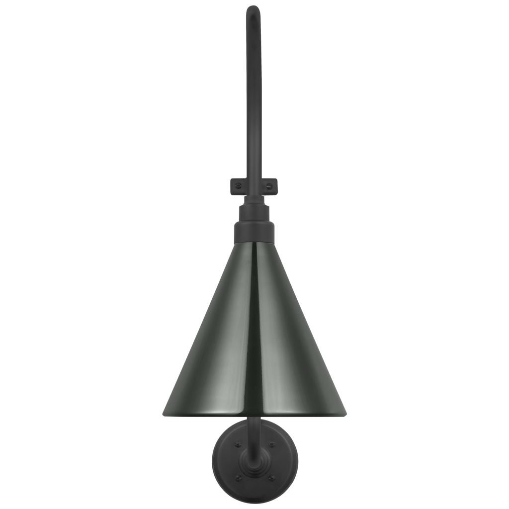 Academy 15" Larrabee Barn Light | Matte Black | 9 | 9" Green Conical Savannah Shade