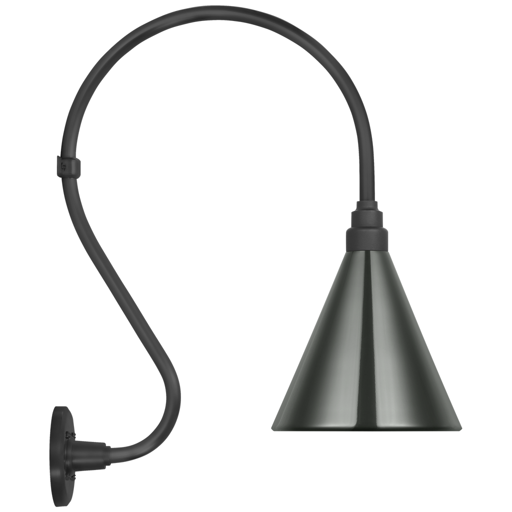 Academy 15" Larrabee Barn Light | Matte Black | 9 | 9" Green Conical Savannah Shade
