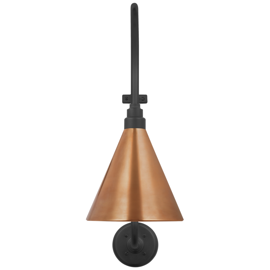 Academy 15" Larrabee Barn Light | Matte Black | 9 | 9" Soft Copper Conical Savannah Shade