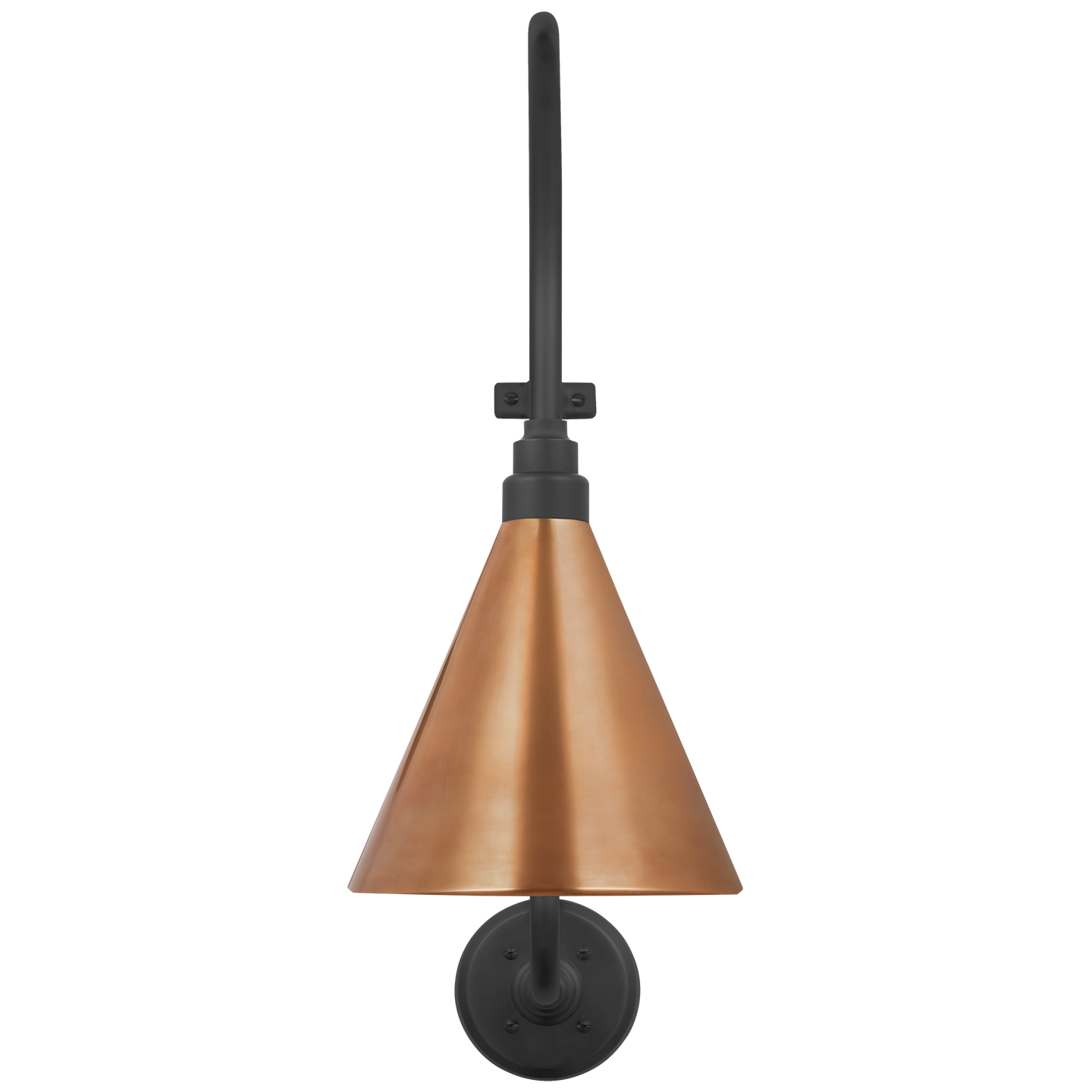Academy 15" Larrabee Barn Light | Matte Black | 9 | 9" Soft Copper Conical Savannah Shade