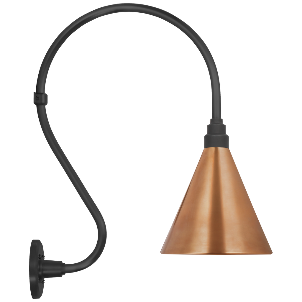 Academy 15" Larrabee Barn Light | Matte Black | 9 | 9" Soft Copper Conical Savannah Shade