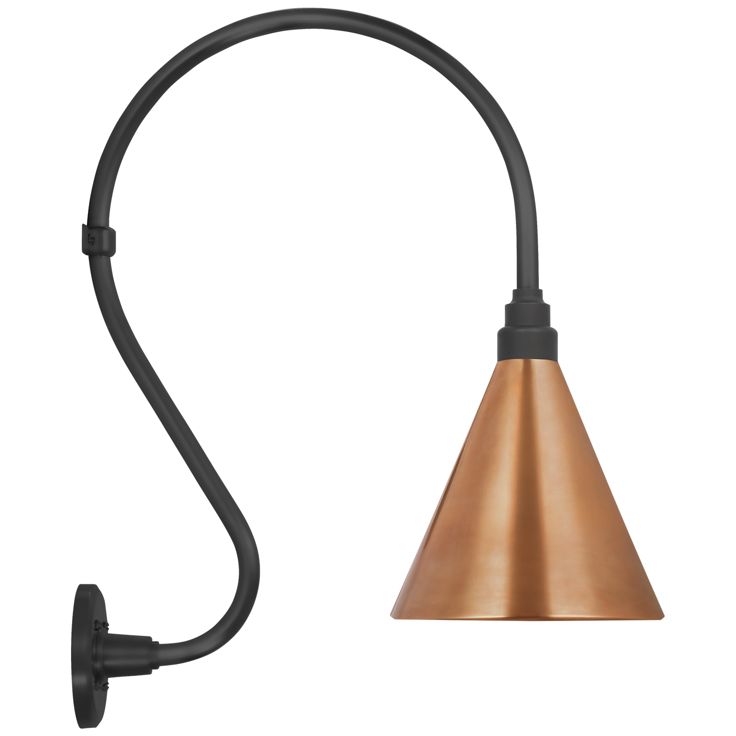 Academy 15" Larrabee Barn Light | Matte Black | 9 | 9" Soft Copper Conical Savannah Shade