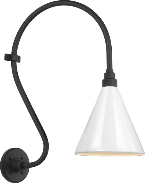 Academy 15" Larrabee Barn Light | Matte Black | 9 | 9" White Conical Savannah Shade