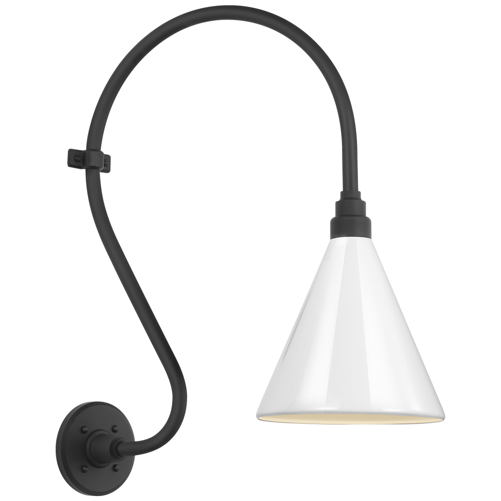 Academy 15" Larrabee Barn Light | Matte Black | 9 | 9" White Conical Savannah Shade