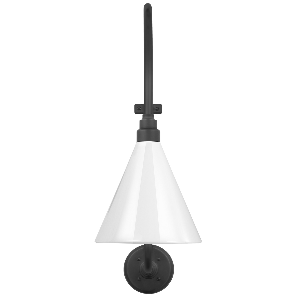 Academy 15" Larrabee Barn Light | Matte Black | 9 | 9" White Conical Savannah Shade