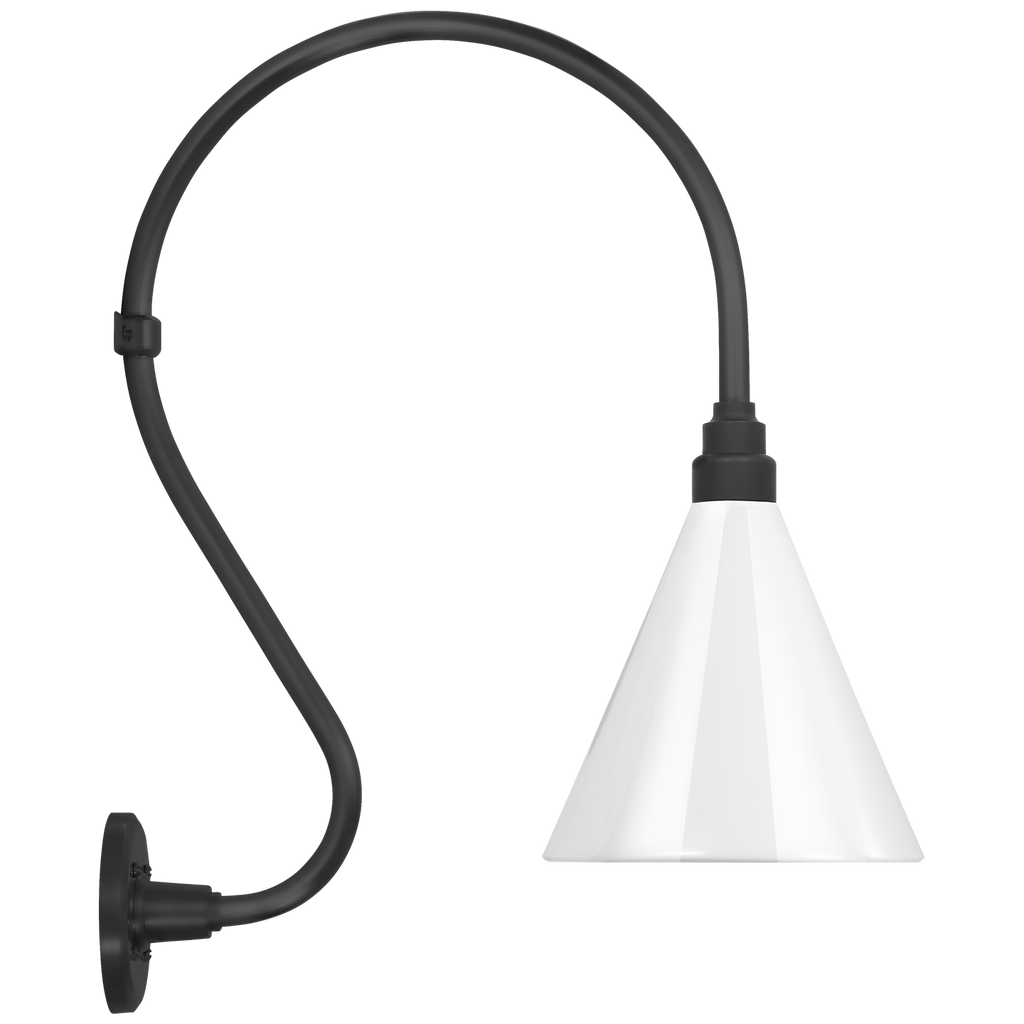 Academy 15" Larrabee Barn Light | Matte Black | 9 | 9" White Conical Savannah Shade