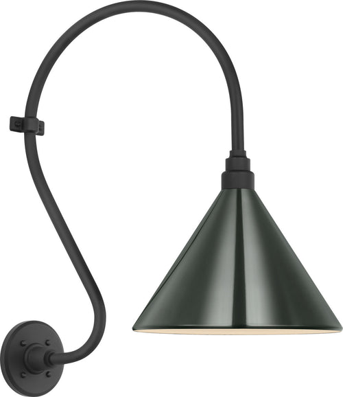 Academy 15" Larrabee Barn Light | Matte Black | 12.5 | 12.5" Green Conical Savannah Shade