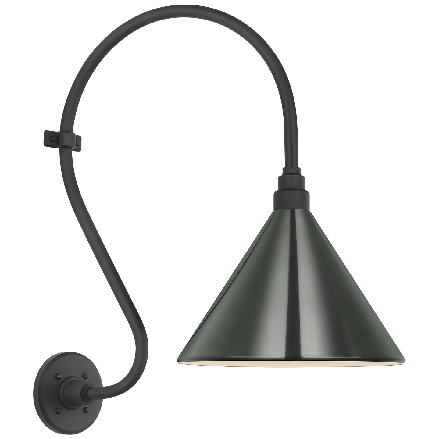 Academy 15" Larrabee Barn Light | Matte Black | 12.5 | 12.5" Green Conical Savannah Shade