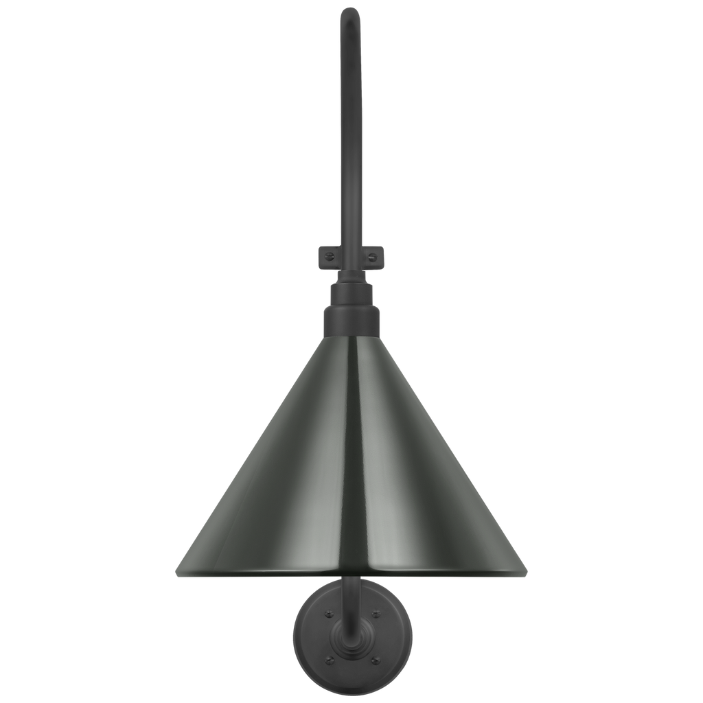 Academy 15" Larrabee Barn Light | Matte Black | 12.5 | 12.5" Green Conical Savannah Shade