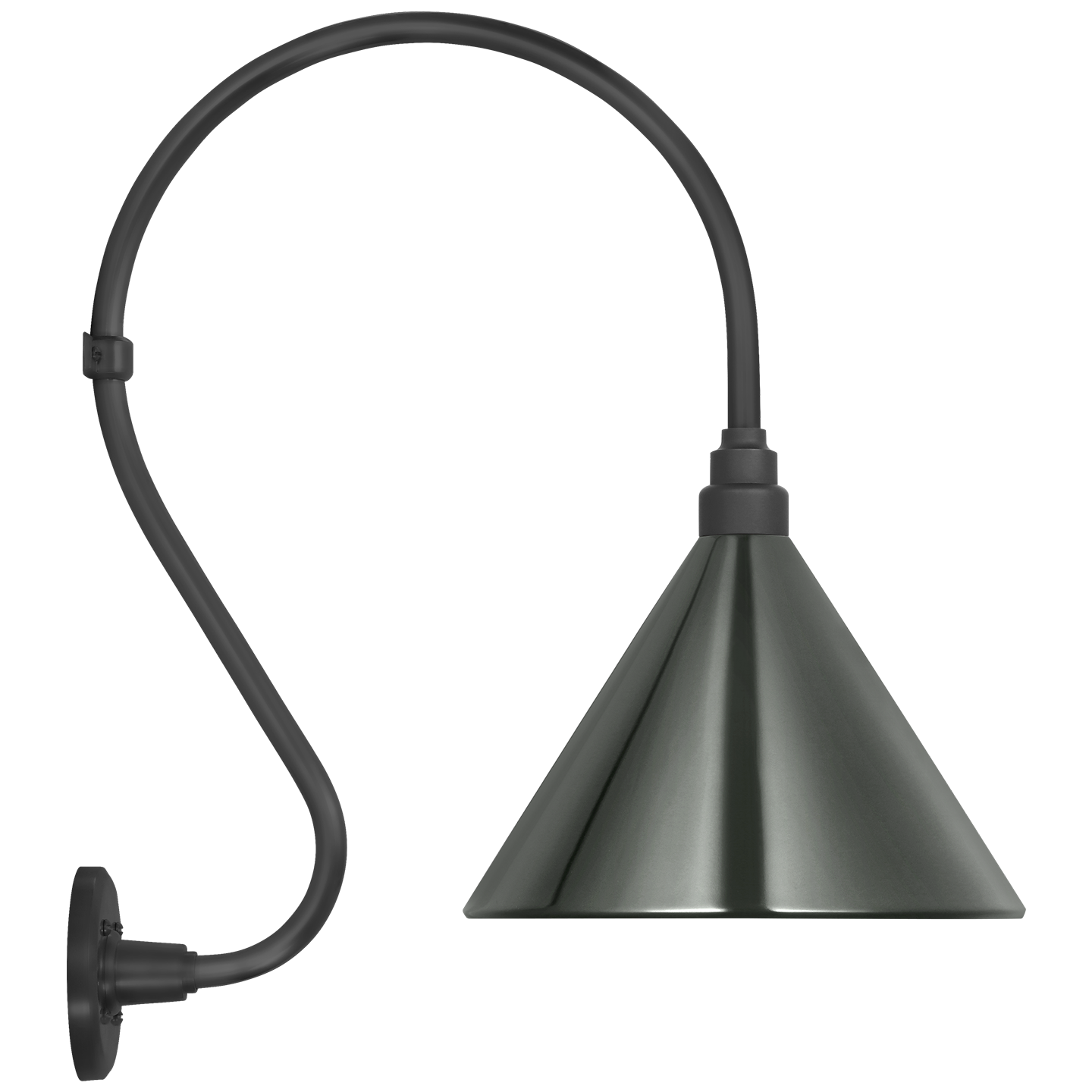 Academy 15" Larrabee Barn Light | Matte Black | 12.5 | 12.5" Green Conical Savannah Shade
