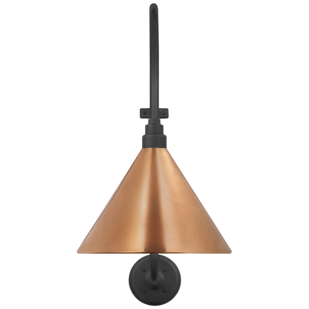 Academy 15" Larrabee Barn Light | Matte Black | 12.5 | 12.5" Soft Copper Conical Savannah Shade