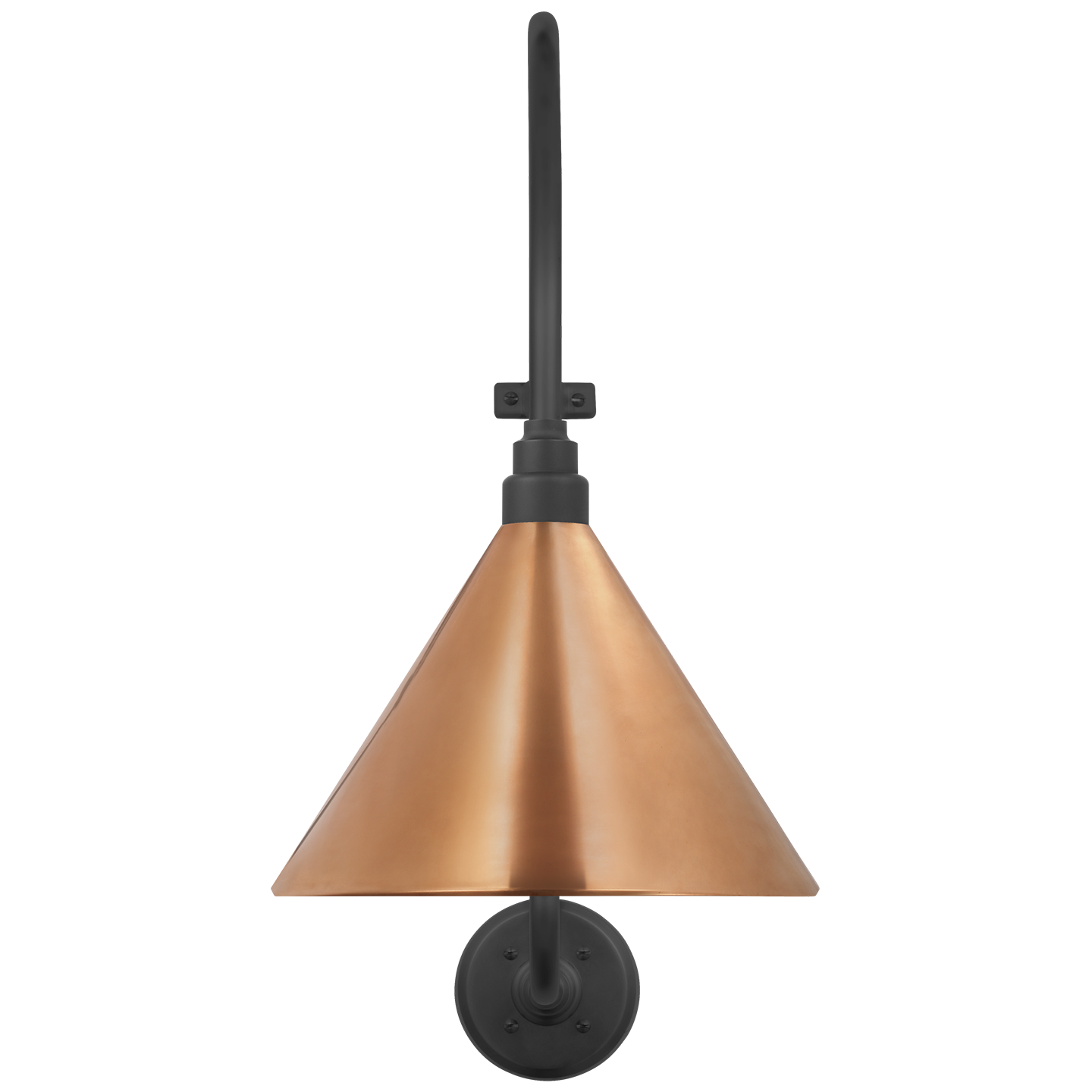 Academy 15" Larrabee Barn Light | Matte Black | 12.5 | 12.5" Soft Copper Conical Savannah Shade