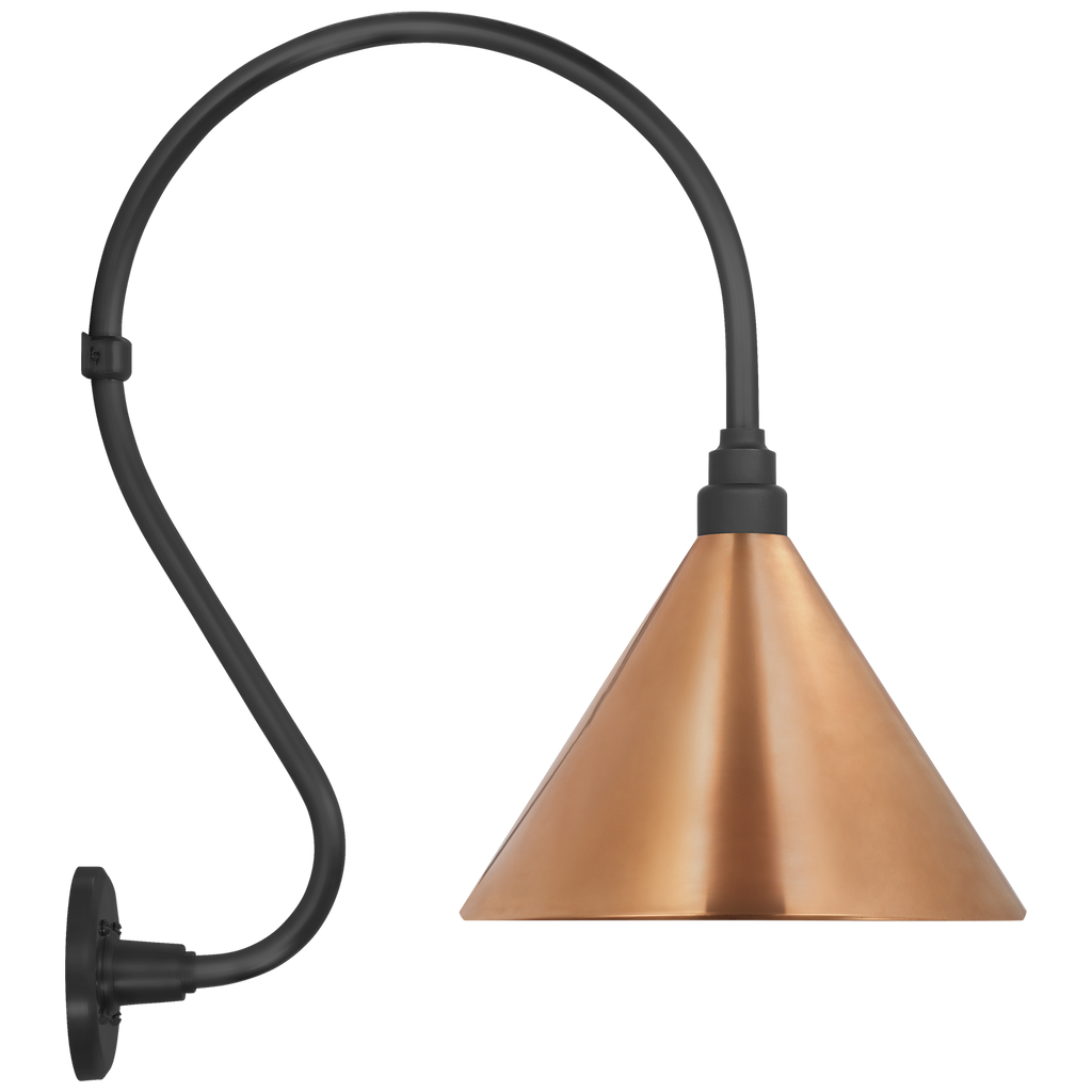 Academy 15" Larrabee Barn Light | Matte Black | 12.5 | 12.5" Soft Copper Conical Savannah Shade