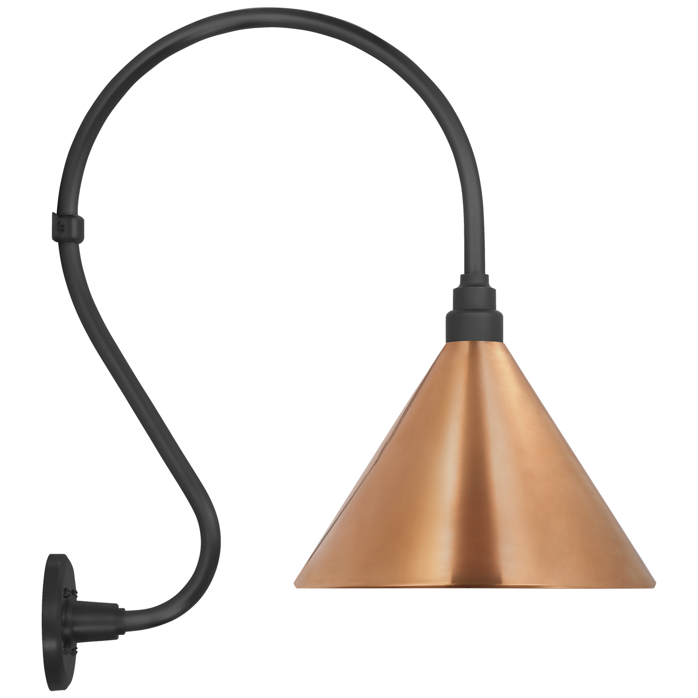 Academy 15" Larrabee Barn Light | Matte Black | 12.5 | 12.5" Soft Copper Conical Savannah Shade