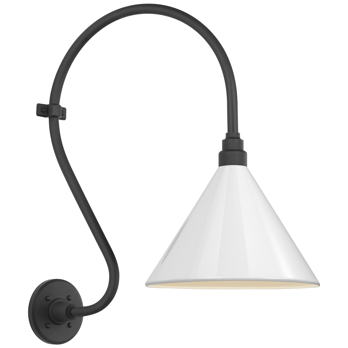 Academy 15" Larrabee Barn Light | Matte Black | 12.5 | 12.5" White Conical Savannah Shade