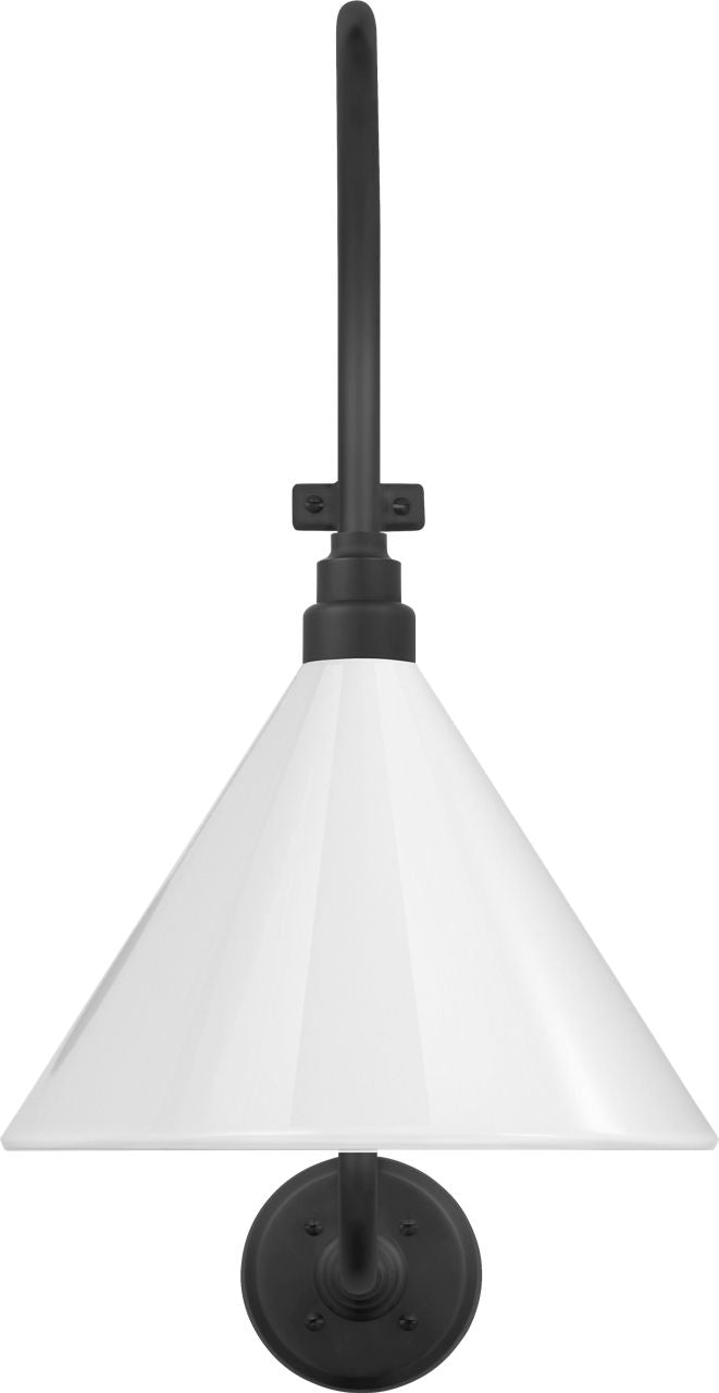 Academy 15" Larrabee Barn Light | Matte Black | 12.5 | 12.5" White Conical Savannah Shade
