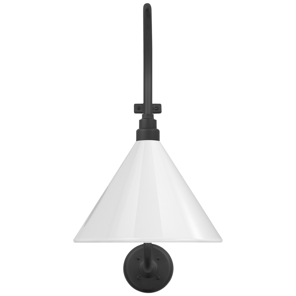 Academy 15" Larrabee Barn Light | Matte Black | 12.5 | 12.5" White Conical Savannah Shade