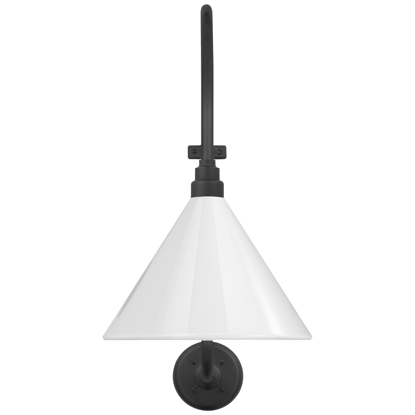 Academy 15" Larrabee Barn Light | Matte Black | 12.5 | 12.5" White Conical Savannah Shade