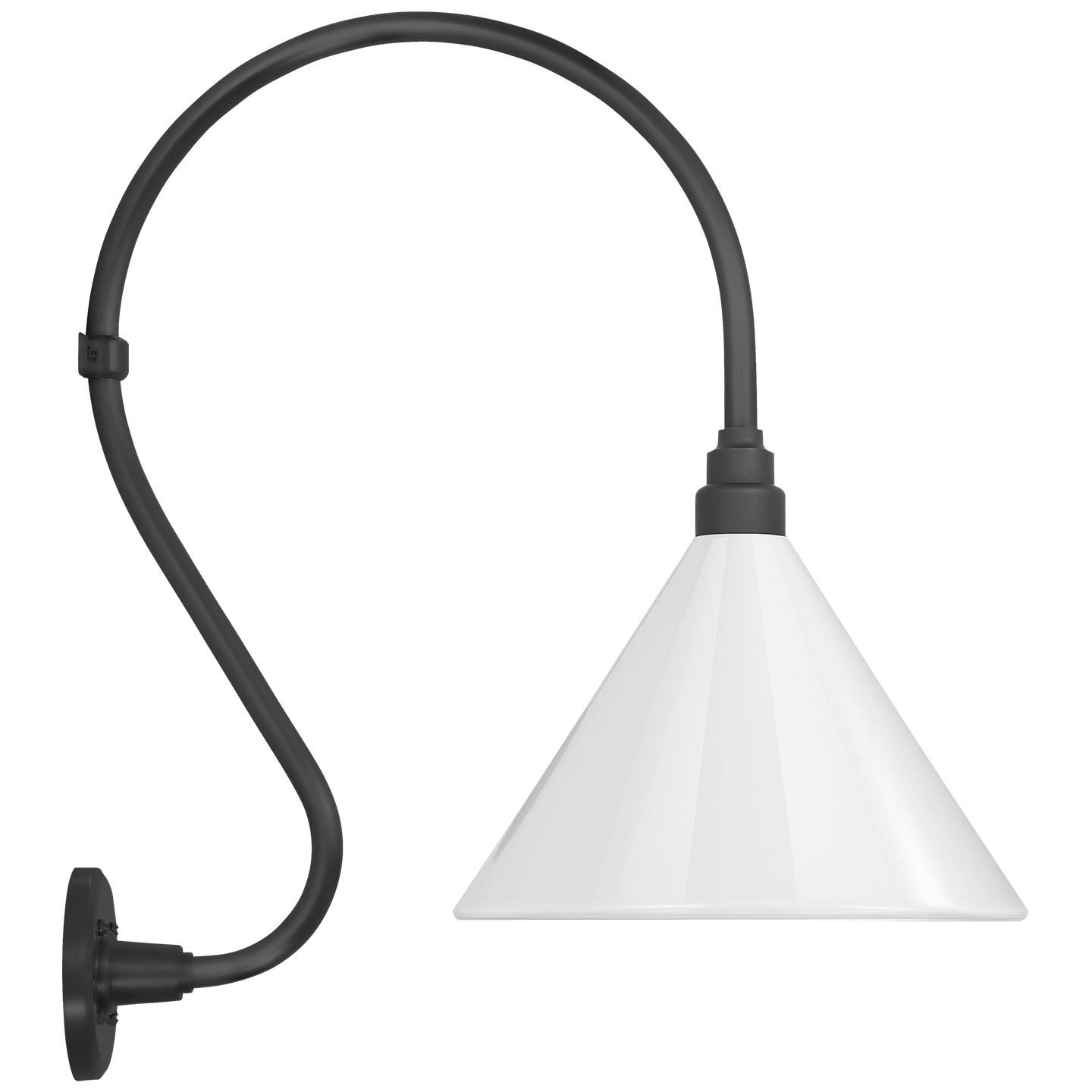 Academy 15" Larrabee Barn Light | Matte Black | 12.5 | 12.5" White Conical Savannah Shade