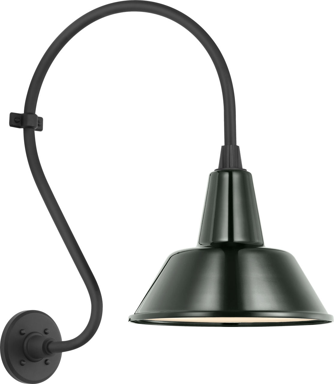 Academy 15" Larrabee Barn Light | Matte Black | 12.5 | 12.5" Green Bowers Shade