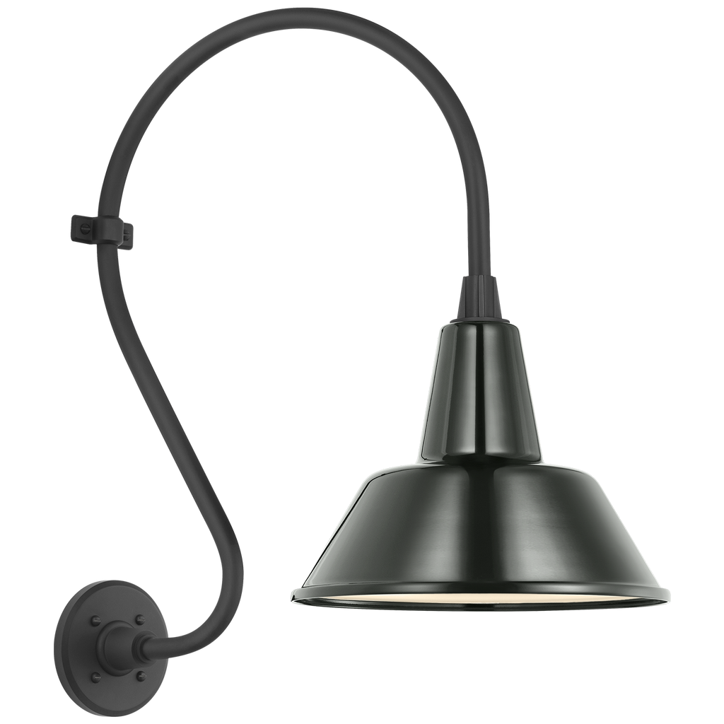 Academy 15" Larrabee Barn Light | Matte Black | 12.5 | 12.5" Green Bowers Shade