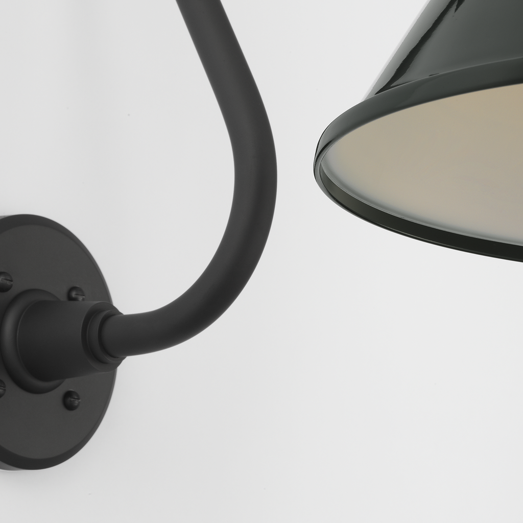 Academy 15" Larrabee Barn Light | Matte Black | 12.5 | 12.5" Green Bowers Shade