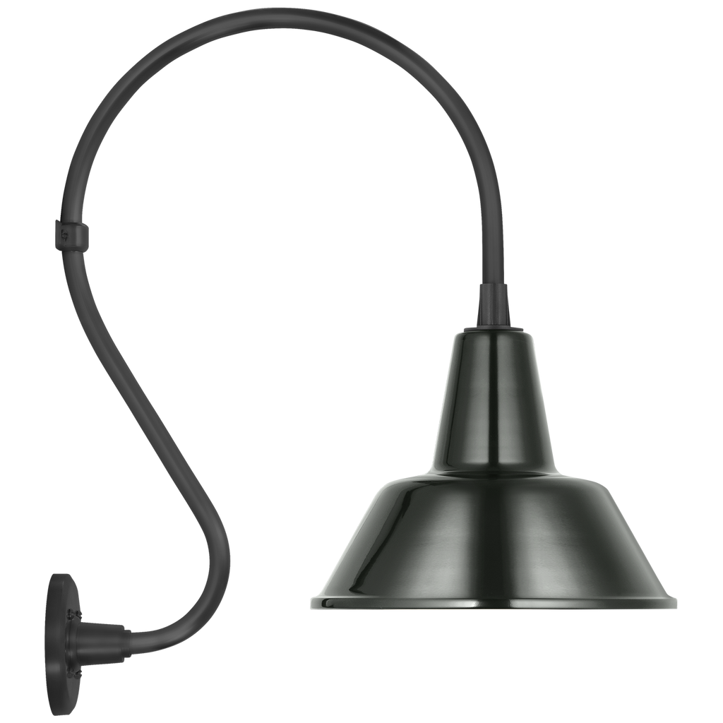 Academy 15" Larrabee Barn Light | Matte Black | 12.5 | 12.5" Green Bowers Shade