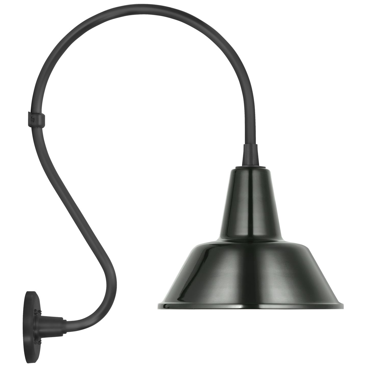 Academy 15" Larrabee Barn Light | Matte Black | 12.5 | 12.5" Green Bowers Shade