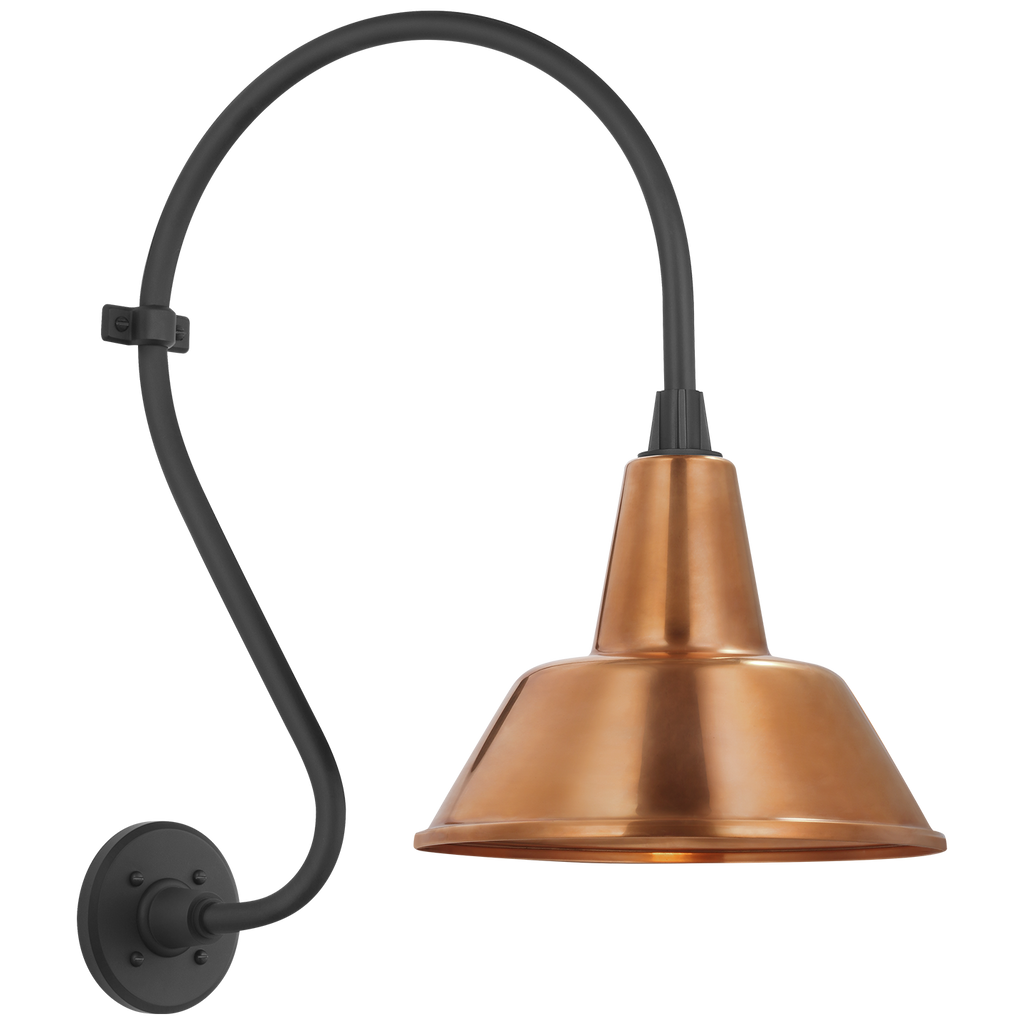 Academy 15" Larrabee Barn Light | Matte Black | 12.5 | 12.5" Soft Copper Bowers Shade