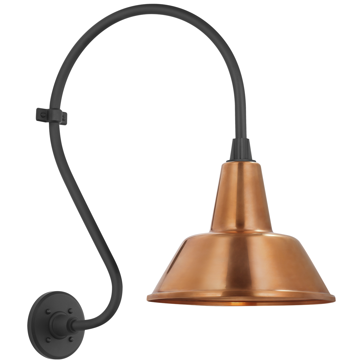 Academy 15" Larrabee Barn Light | Matte Black | 12.5 | 12.5" Soft Copper Bowers Shade