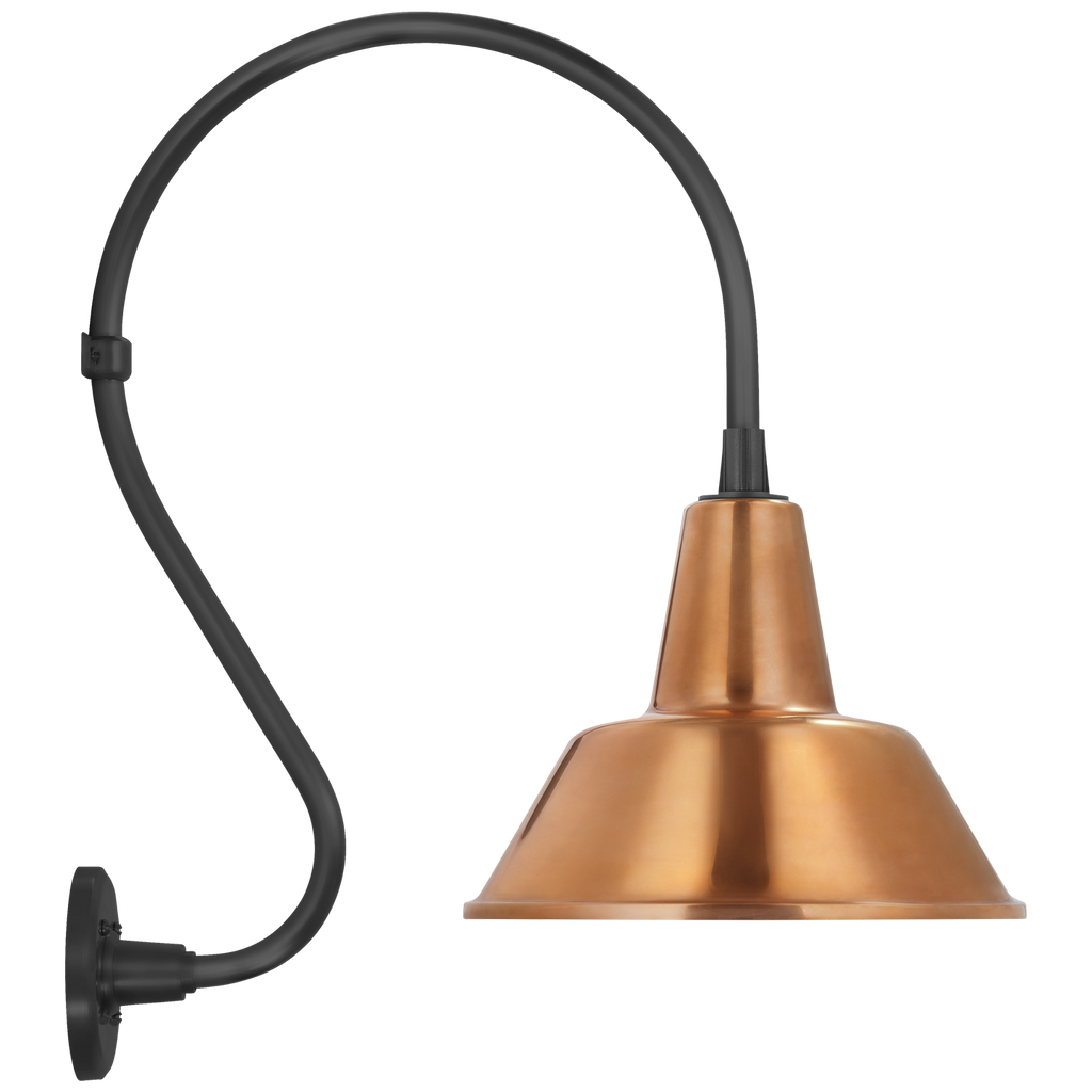 Academy 15" Larrabee Barn Light | Matte Black | 12.5 | 12.5" Soft Copper Bowers Shade