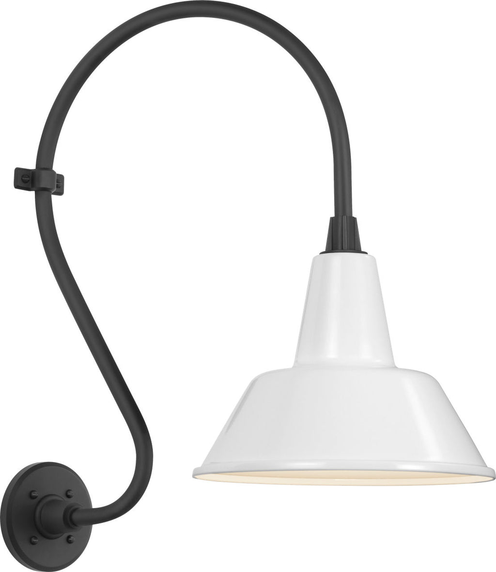 Academy 15" Larrabee Barn Light | Matte Black | 12.5 | 12.5" White Bowers Shade