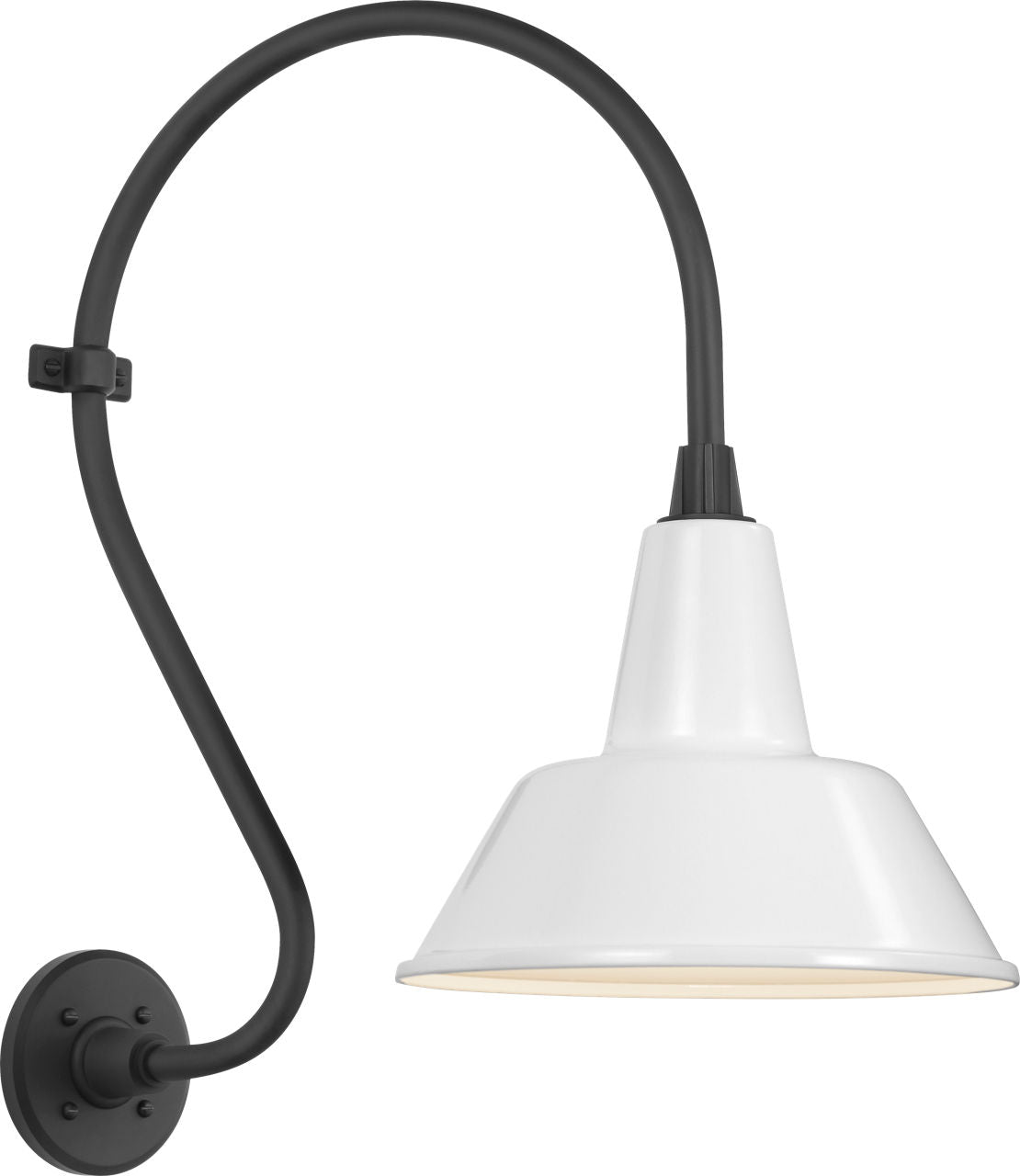 Academy 15" Larrabee Barn Light | Matte Black | 12.5 | 12.5" White Bowers Shade