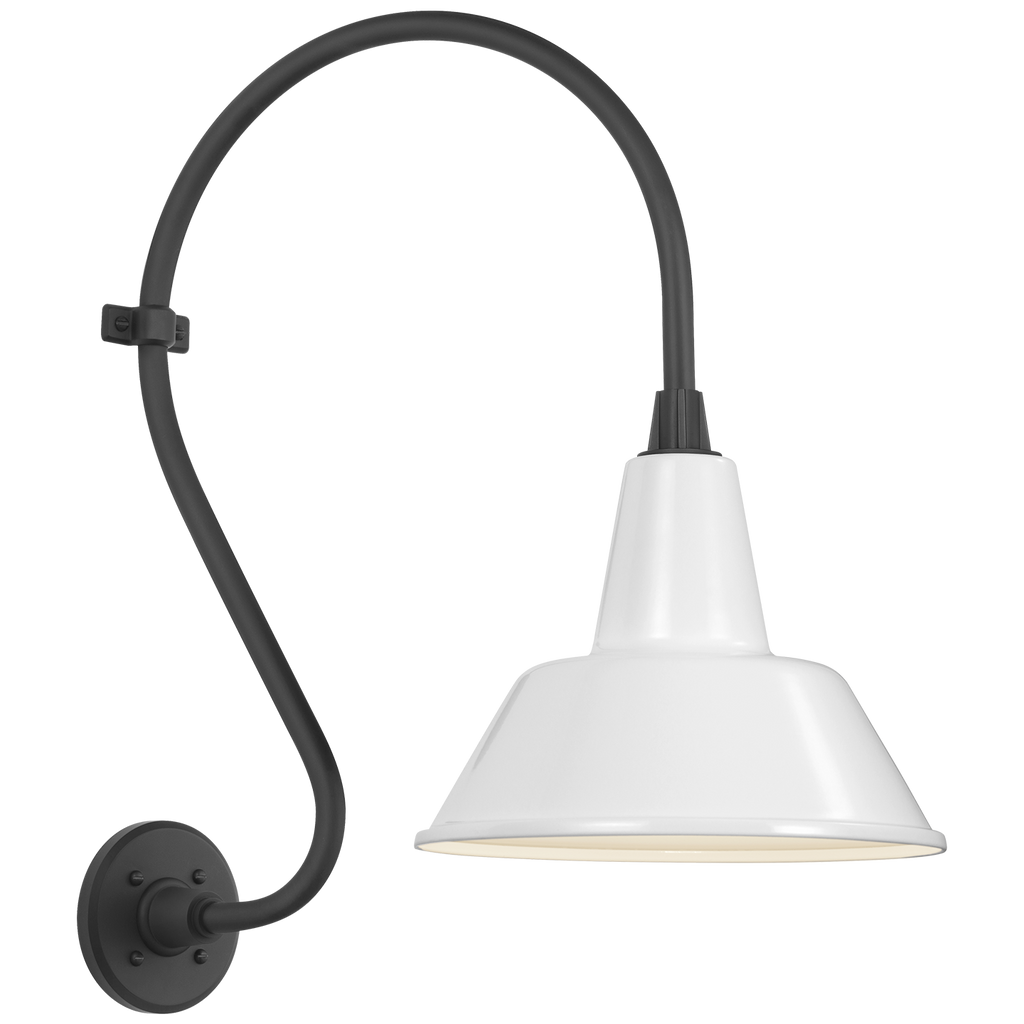 Academy 15" Larrabee Barn Light | Matte Black | 12.5 | 12.5" White Bowers Shade