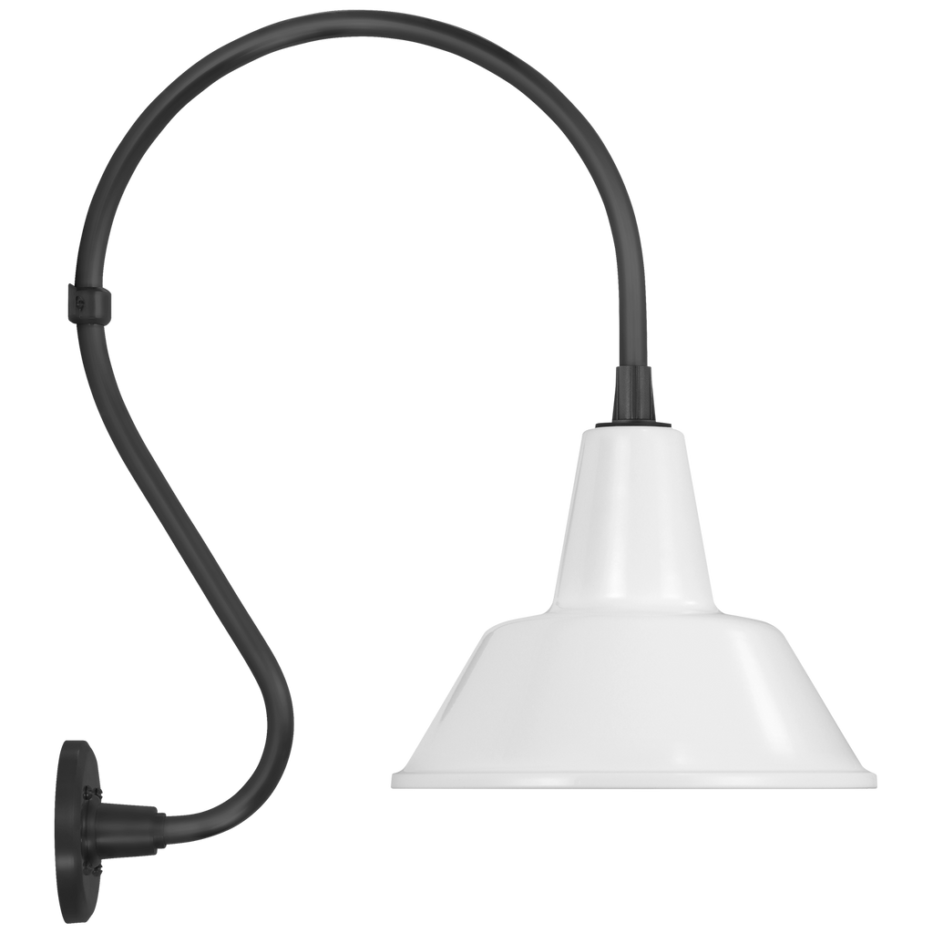 Academy 15" Larrabee Barn Light | Matte Black | 12.5 | 12.5" White Bowers Shade
